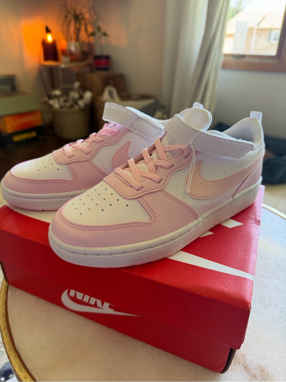 NWT Nike Court Borough Low Recraft White Pink Sneakers Kids Size 3Y